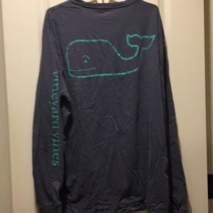 Vineyard Vines mens graphic whale crew neck long sleeve t-shirt size 2XB blue